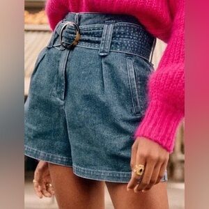 Sezane Deia Blue Denim Shorts Size 40 (US 8)